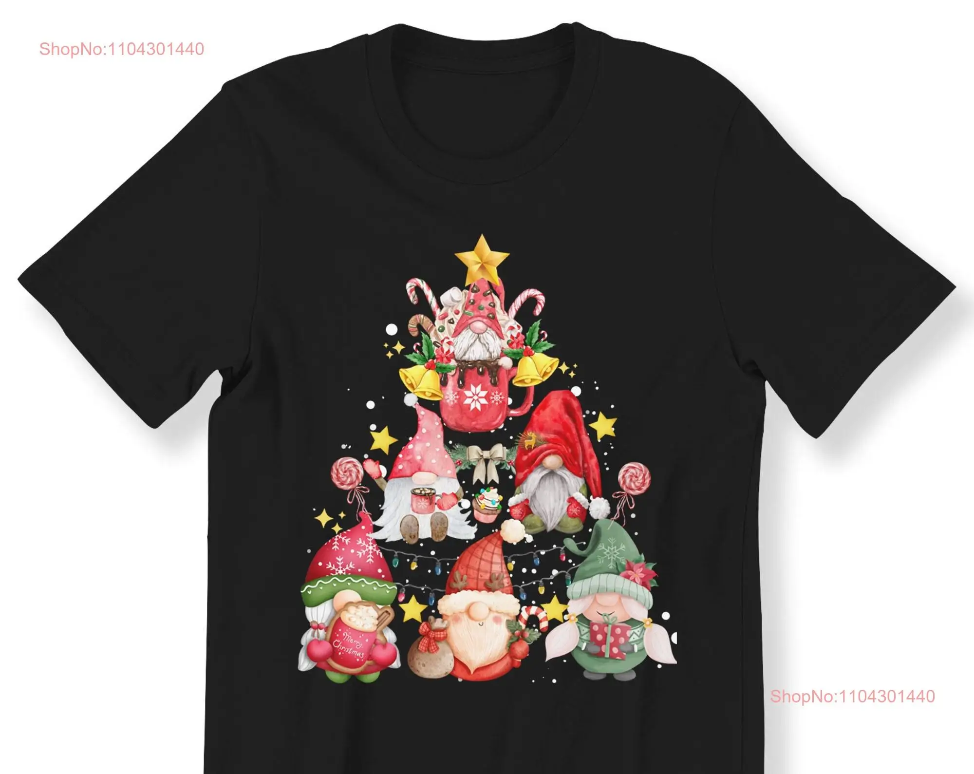 

Рождественская футболка с изображением гномов для детей и взрослых Merry GifT с длинными или короткими рукавами