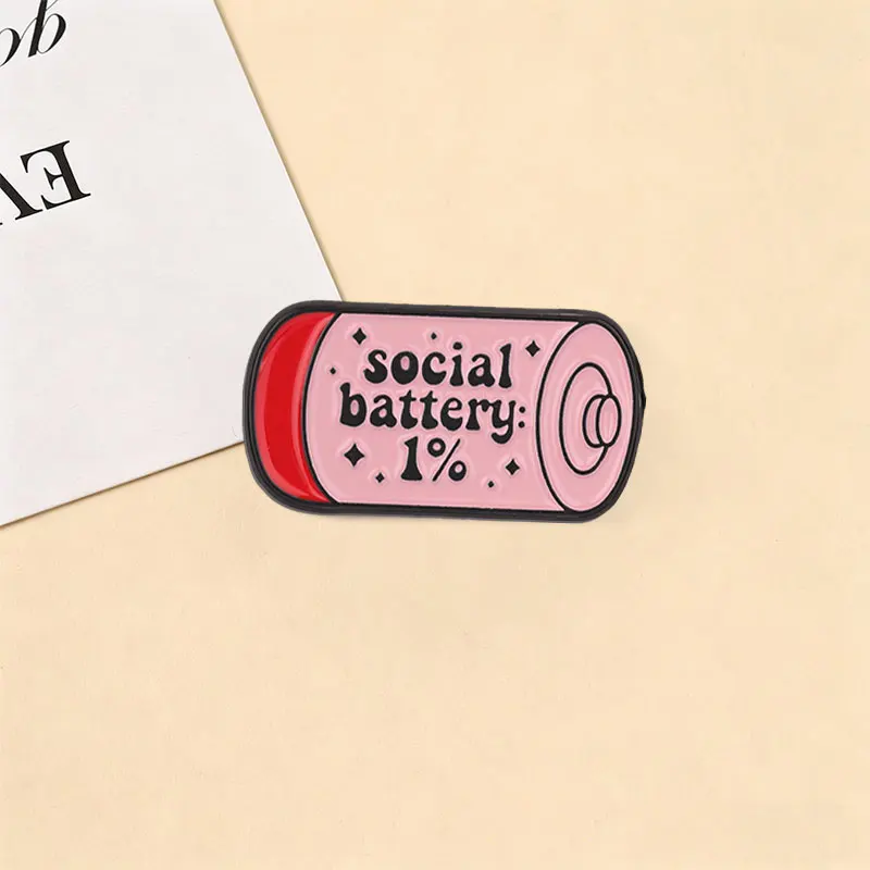 Positive Vibe Enamel Pin Low Social Battery Cell-fie Cute Rainbow Brooches Backpack Shirt Lapel Badges PURA VIDA Jewelry Gifts - view 4