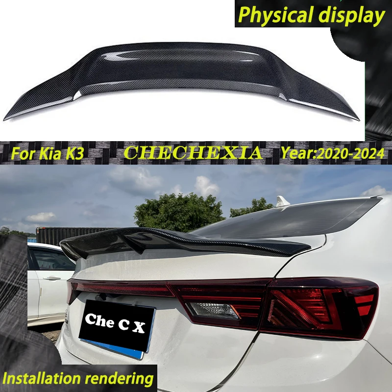 For Kia K3 Cerato Forte Sport GT 2019 -2024 Carbon Fiber FRP Rear Trunk Lid Car Spoiler Wings Exterior Tuning Accessories