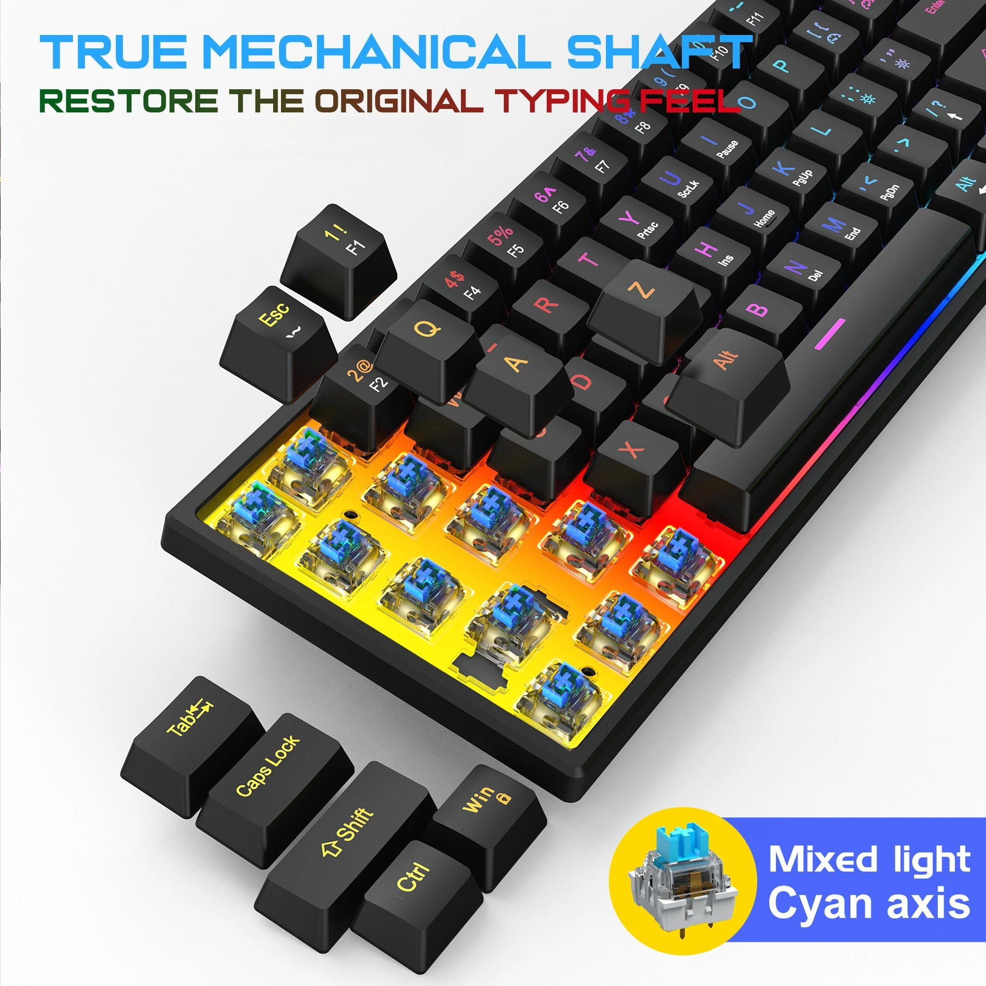 60% Wired Mechanical Keyboard RGB Gaming Office Supplies Keyboards Ergonomic mini USB Teclado gamer Tastiera Meccanica White
