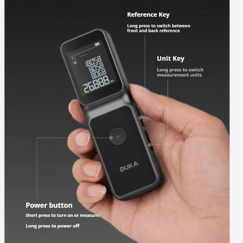 DUKA LSA Intelligence Laser Rangefinder 50m Distance Angle Meter Home Portable Digital Measuring Tool HighAccuracy LED Display