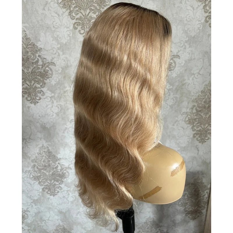 Density 22039 039 Blonde long Wavy Wig T Part Lace Front Human Hair Wig