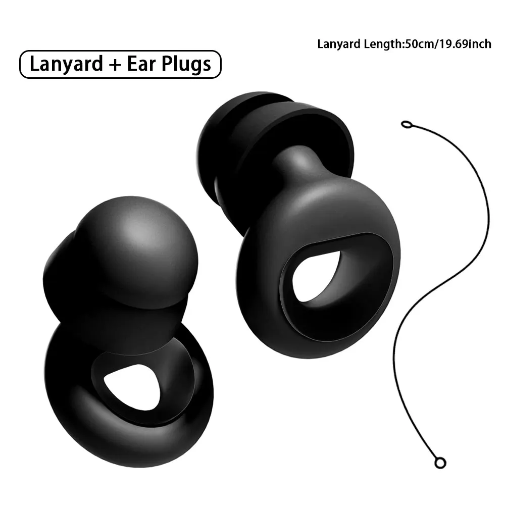 For Light Sleepers Snoring Block Double-layer silicone earplugs With Lanyard for Earplugs Multi-scene Mute Ear Gear for Daily