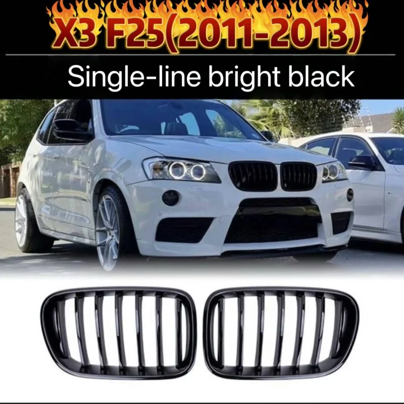 

For BMW X3 F25 2011-2013 Gloss Black Kidney Grille Front Mesh Cover Replacement for 20i 25i 28i Upgrade ABS Automotive Parts