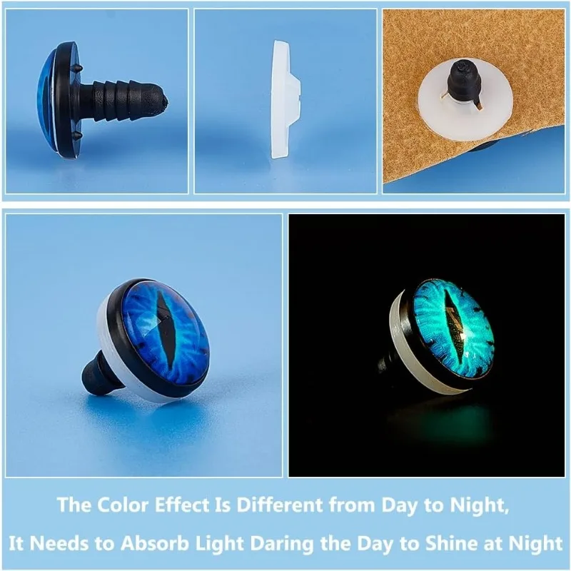 20 Sets Glow In The Dark Dragon Eye Cabochons 20Mm Lichtgevende Plastic Safety Craft Eye Haak Ogen Met Spacer Voor Haak