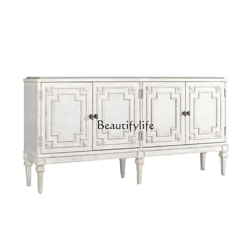 

American porch cabinet French living room solid wood light luxury European carved storage dining side decorative TV cabinet