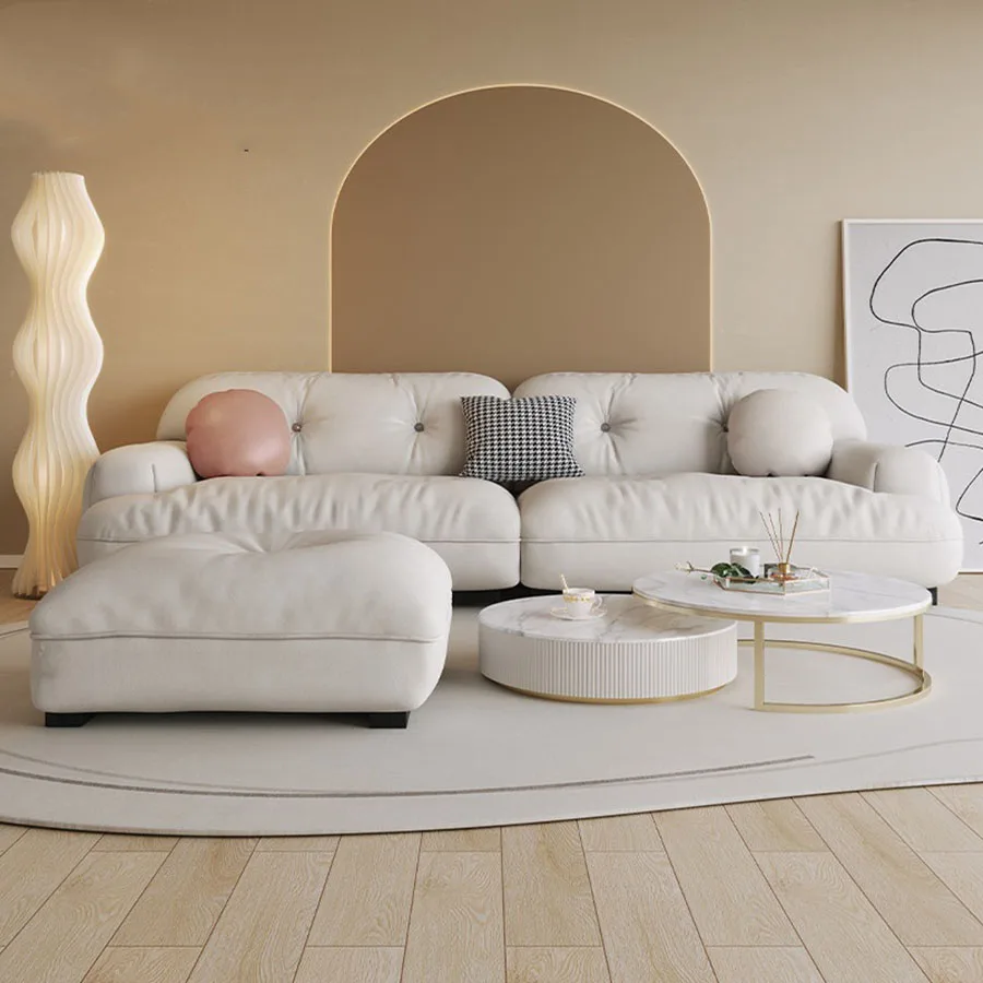 

White Sofa Waterproof Cover Modern Luxury European Style Living Room Classic Corner Couch Relax Divano Letto Library Furniture