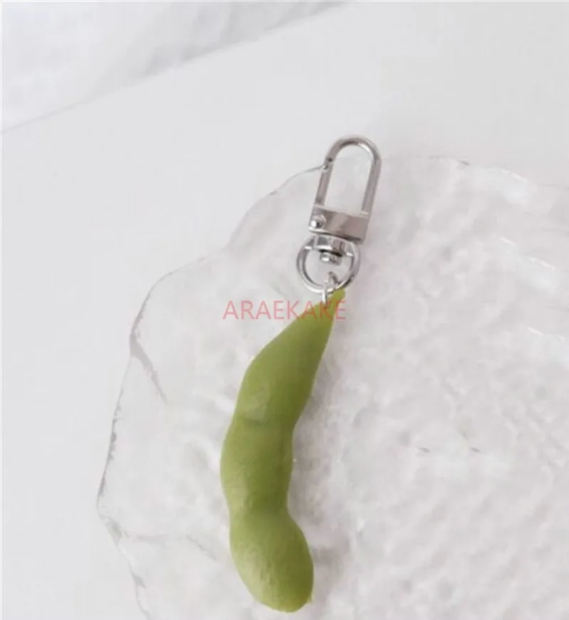 1 Uds. Edamame, llavero de comida simulada, colgante para mochila de estudiante, decoración bonita, regalo