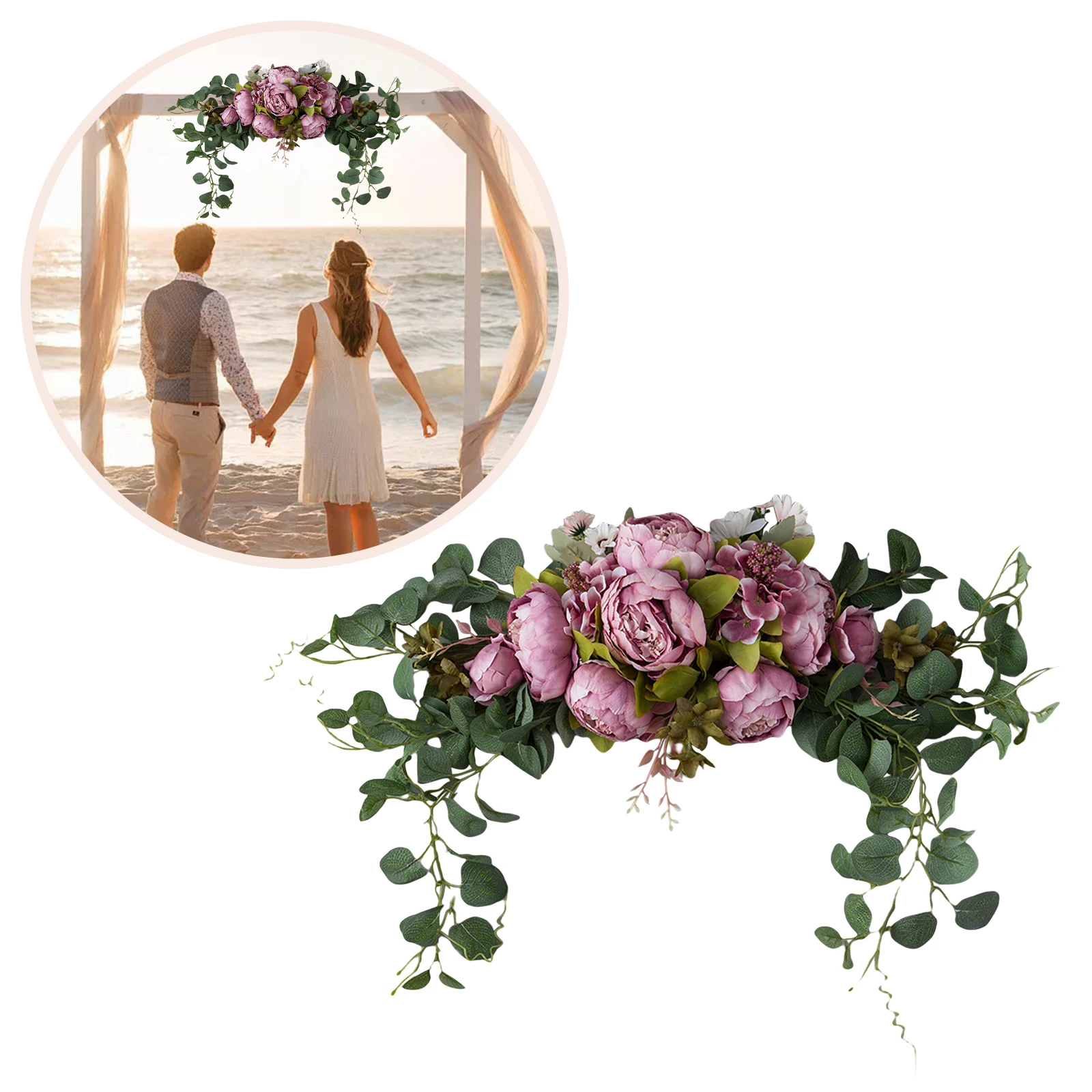 Artificial Arch Flowers Silk Rose Wreath Ring Wall Door Lintel Flower Trim Mirror Flower Garland Hanging Wedding Background Prop