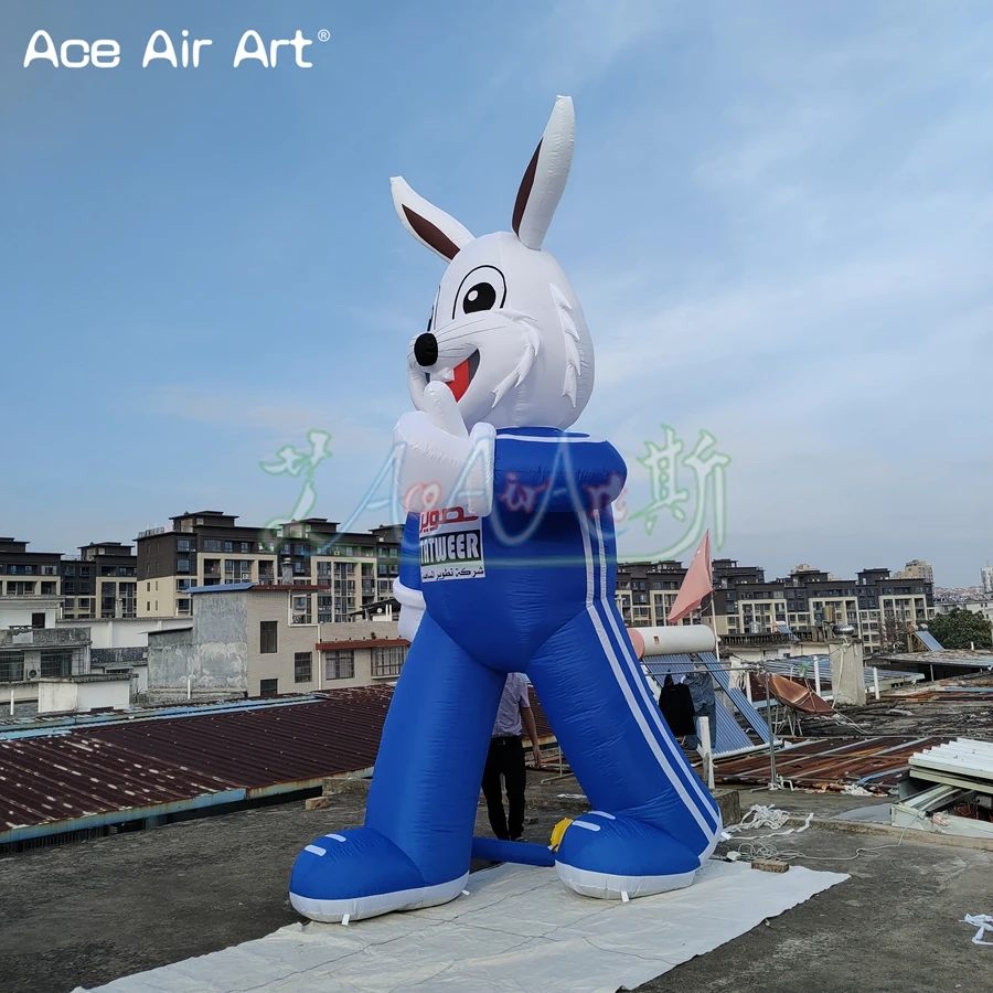 10m/33ft High Easter Bunny Green Dress Up Inflatable Costume Blow Up Rabbit For Festival Outdoor Event Decorations Made In China