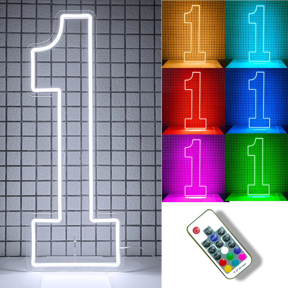 Jumbo Size 100cm Numbers Lighted Up Sign Color Changing LED Numbers for Baby Birthday Party Wall Mount and Stand Up Available