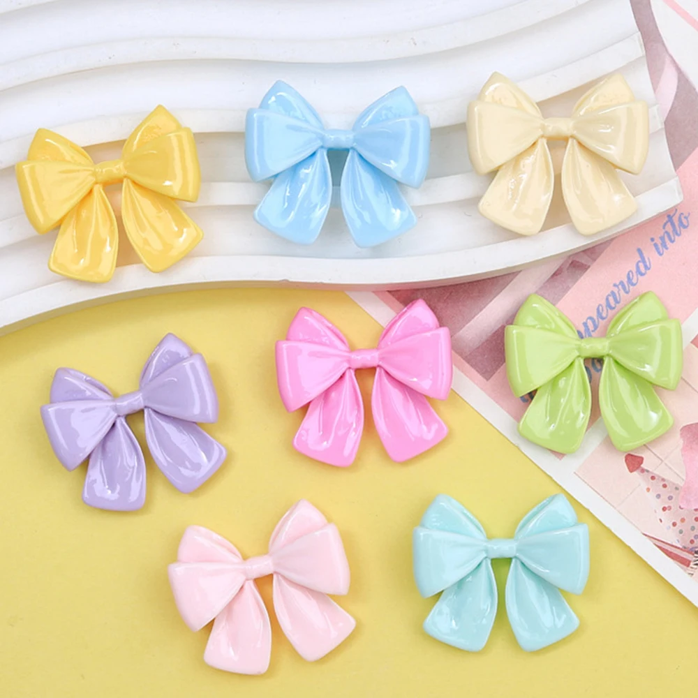 10PCS Shiny Multicolor Bow Series Resin Flatback Cabochons For Hairpin Scrapbooking DIY Jewelry Craft Decoration Accessories
