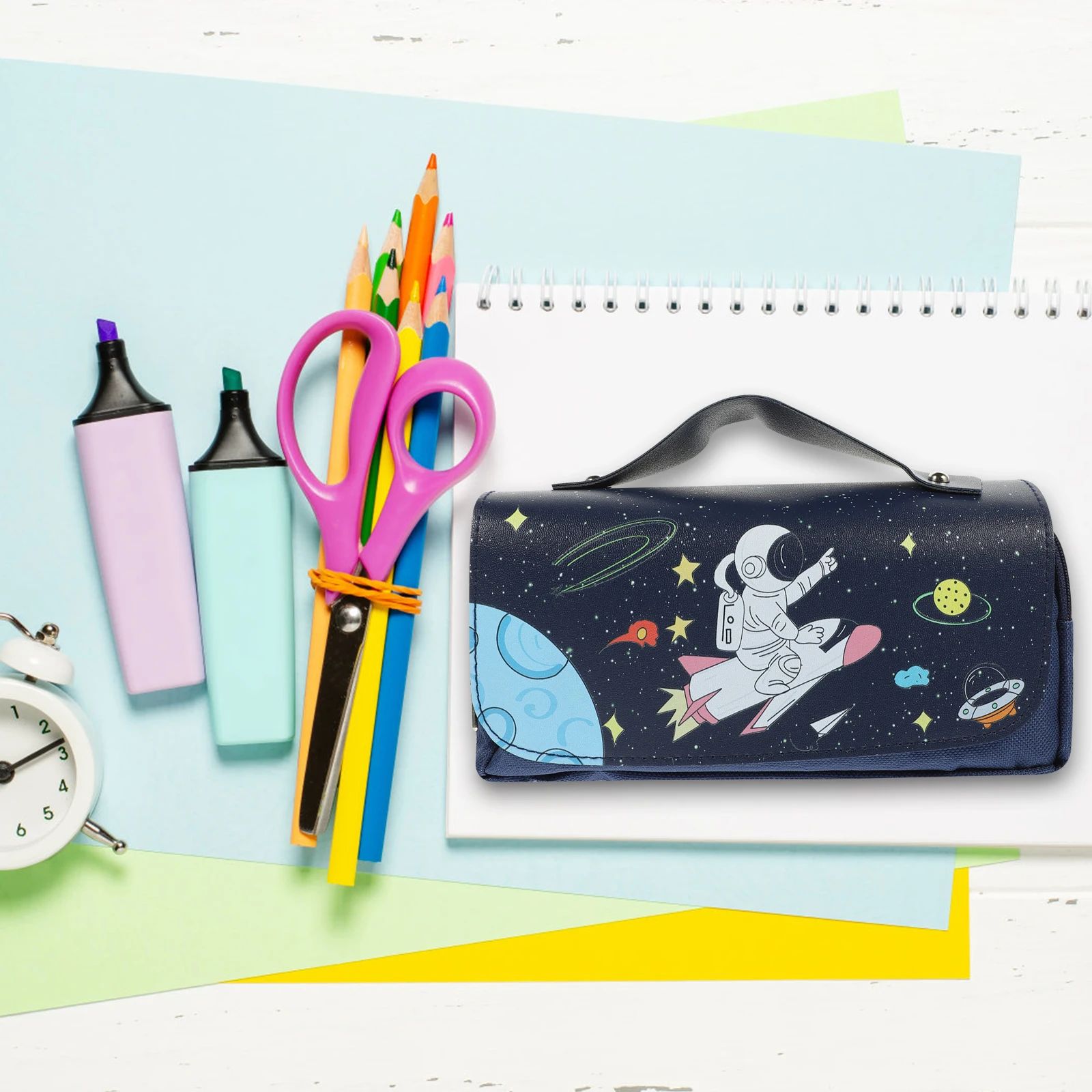 

Pencil Case Stationery Bag Large Capacity Multi Function Pouch Pu Material Students School Supplies Zipper Design