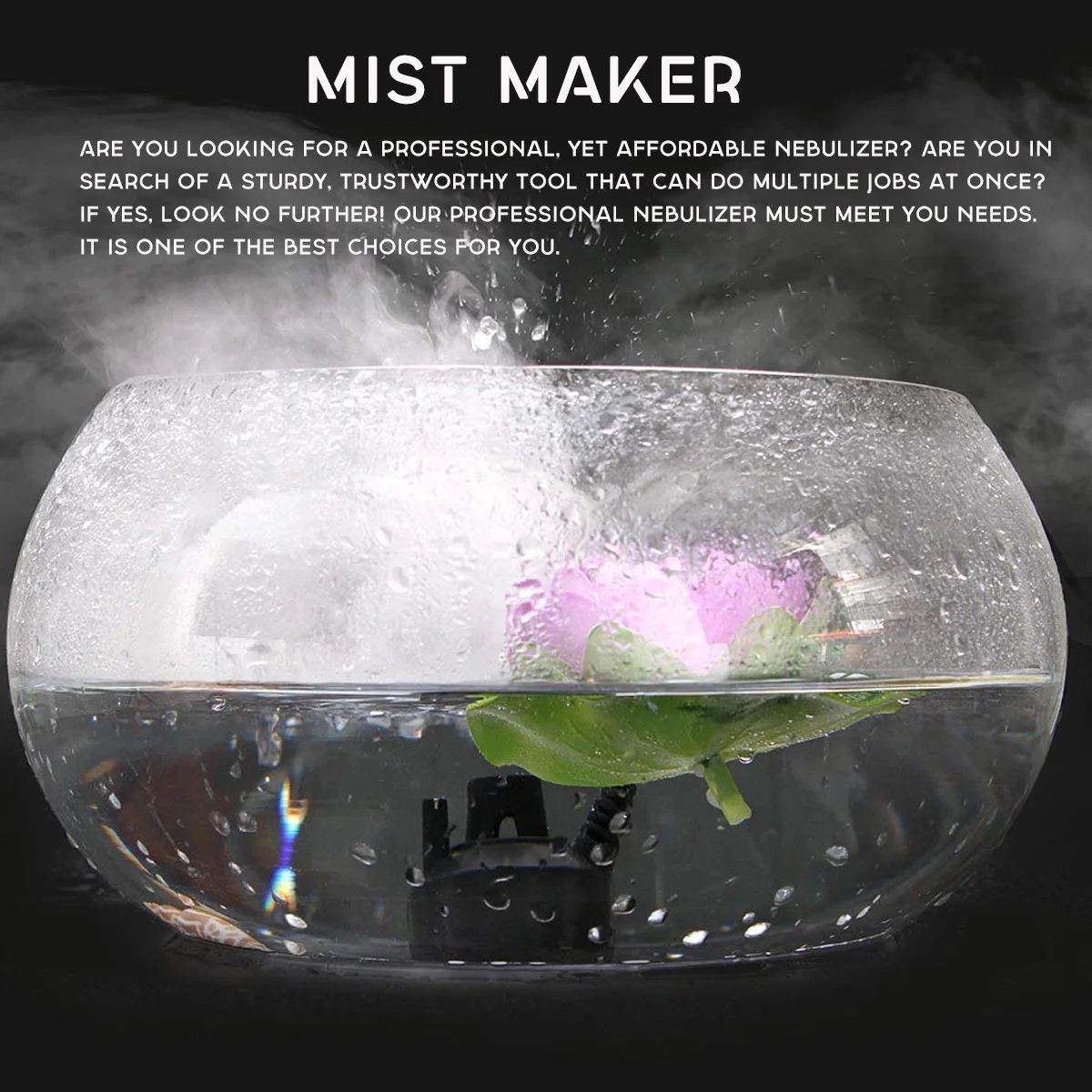 

Small Humidifier Terrarium Fogger Diving Black Plastic Halloween Party Mist Maker