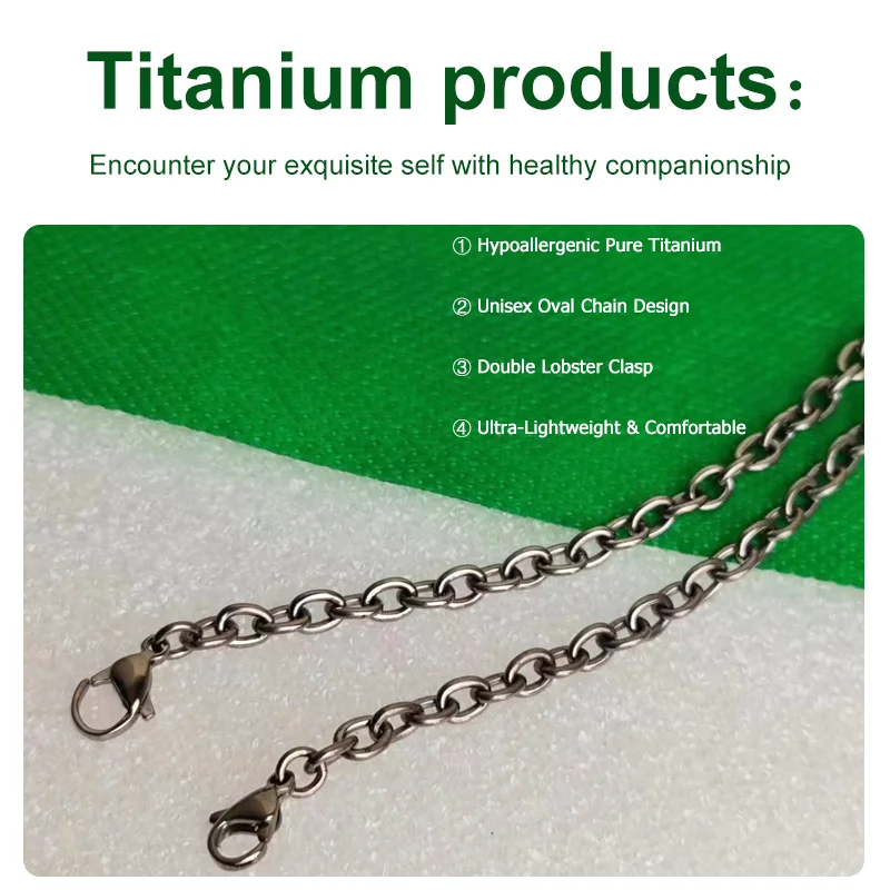 Pure Titanium Necklace 4.5mm Oval Link Chain Double Ended Lobster Clasp Light Luxury Fashion Jewelry Hypoallergenic