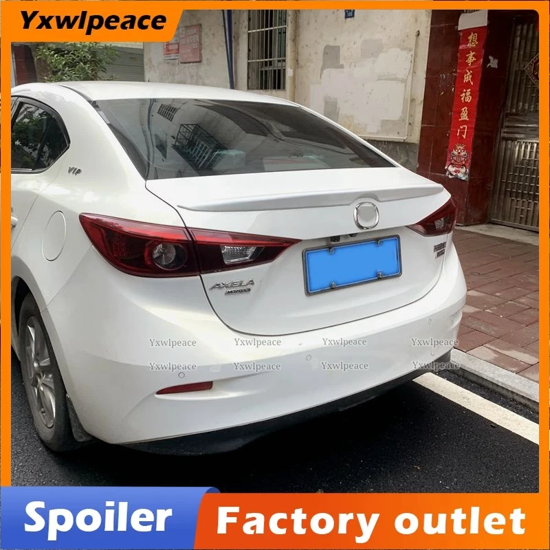 

For Mazda 3 Axela 2014 2015 2016 2017 ABS Plastic Unpainted Color Rear Trunk Spoiler Trunk Cover Wing Car Accessories