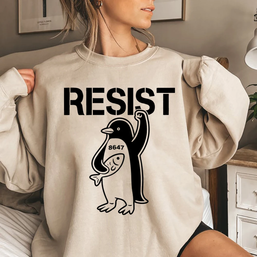 

Толстовка Resist Penguins Against Tariffs Социальная справедливость Либеральные забавные рубашки FDT Толстовка с капюшоном для экологического протеста Топы сопротивления