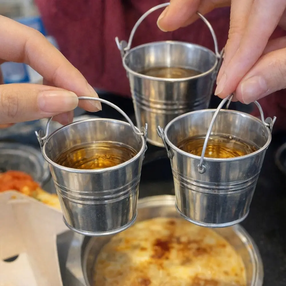 Gathering with Handle Bucket Shot Glass Reusable Portable Tiny Pail Cup Mini Bucket Cup Bar