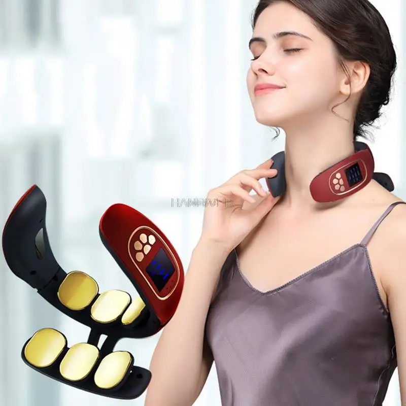

6 heads cervical spine massager, neck massager, multifunctional electric pulse household smart neck care, relax meridian