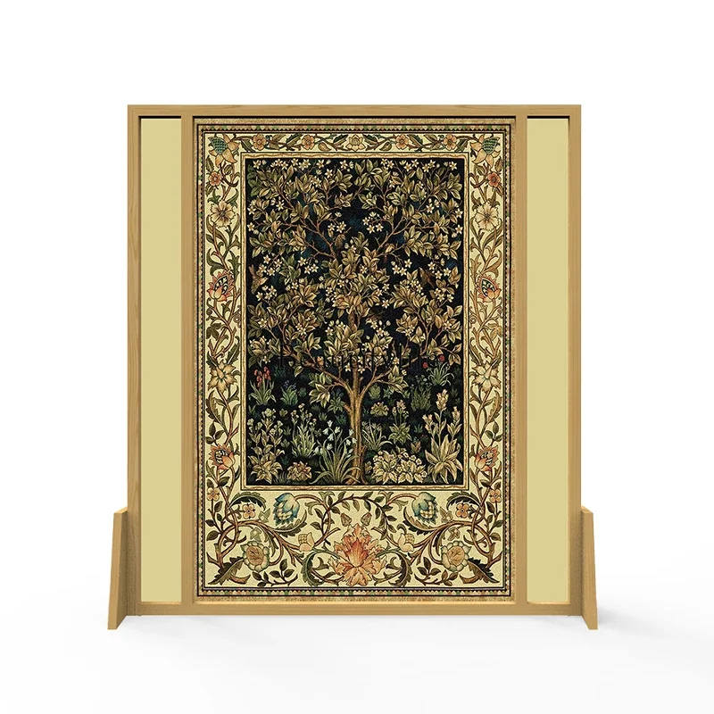 

LJY*Solid wood movable American light luxury screen partition seat screen blocking the entrance living room fortune tree