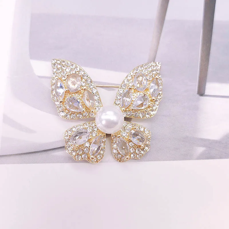 

Высококачественная нишевая женская брошь-бабочка с бриллиантами, роскошная и элегантная, ретро-брошь, высококачественный аксессуар-булавка с жемчугом