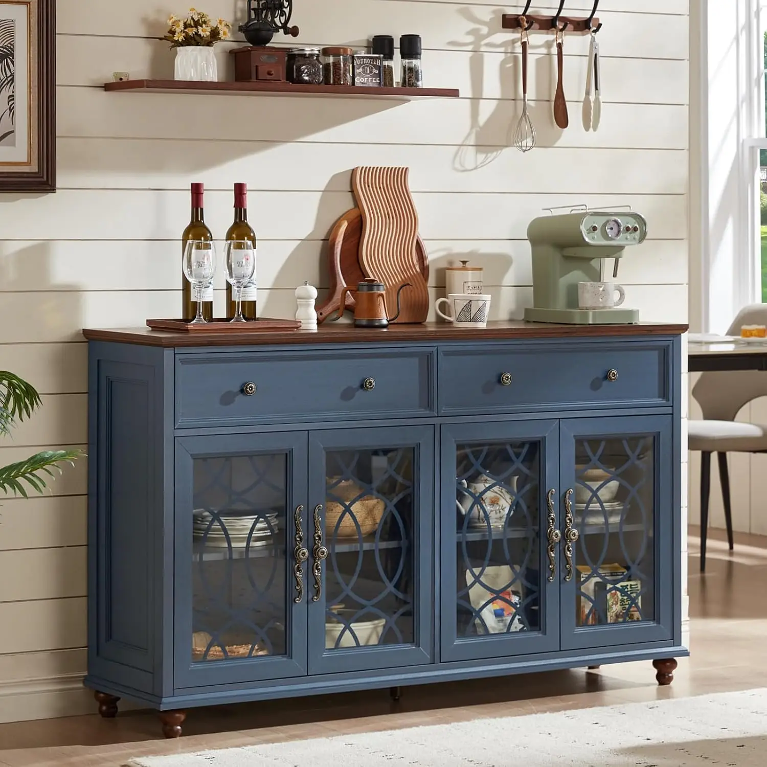 Large Sideboard Buffet Cabinet Set of 2 with Storage,59