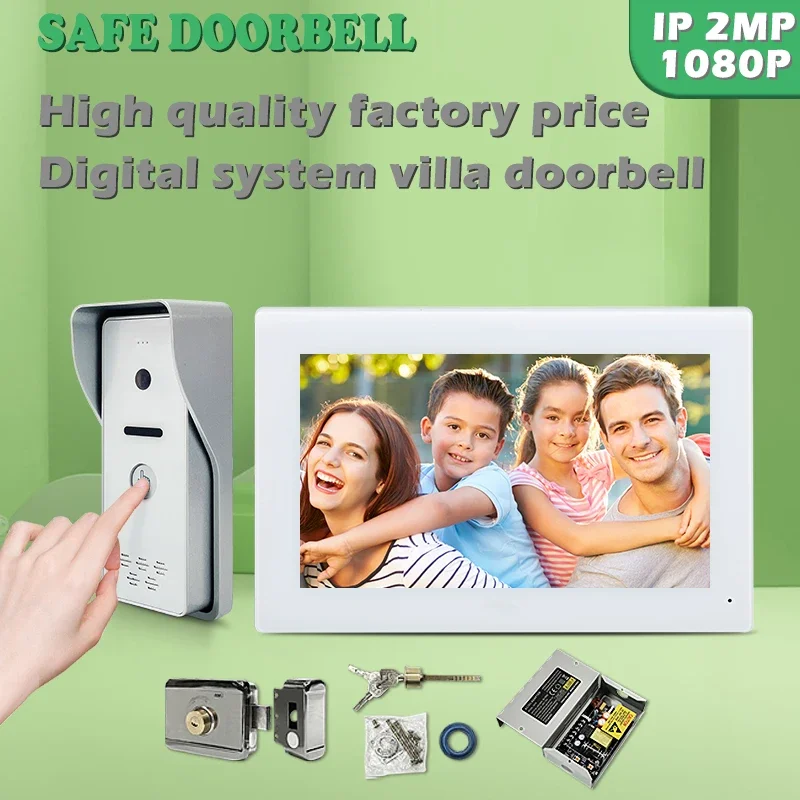 

7 Inch Video Door Phone Doorbell Intercom System for Home Outdoor Metal Doorbell Waterproof ,Night Vision, Unlock Cat5/Cat6