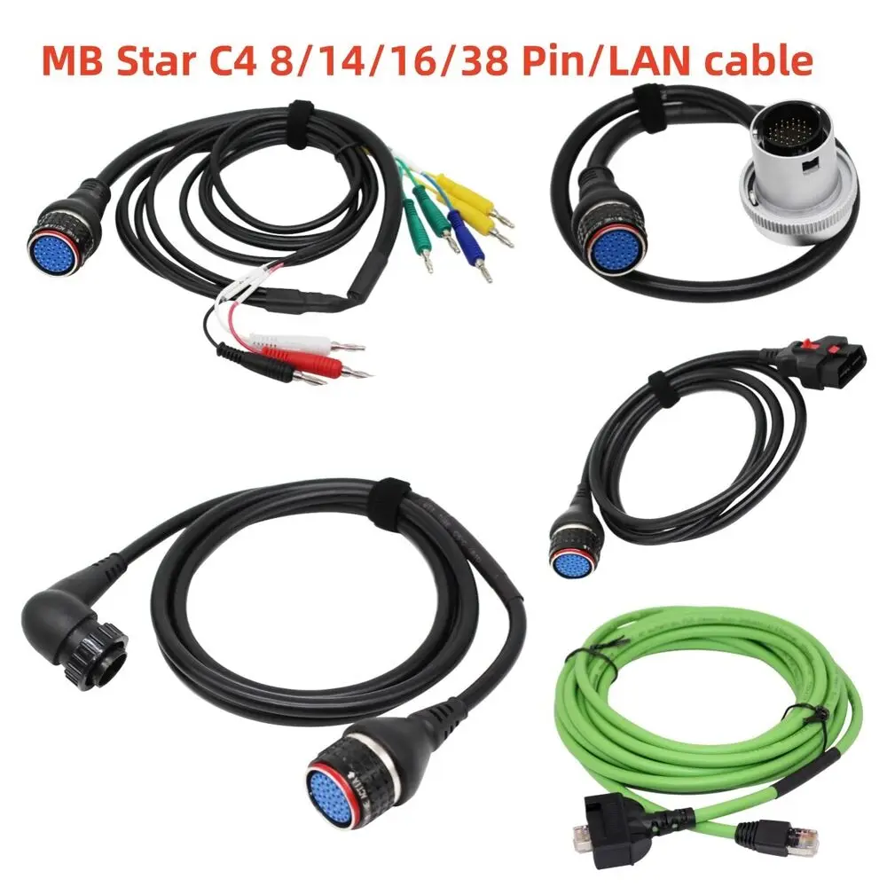 

Full set MB C4 Mb Star SD C4 cables OBD2 16Pin 38PIN 14PIN 8PIN Cable Lan Cable