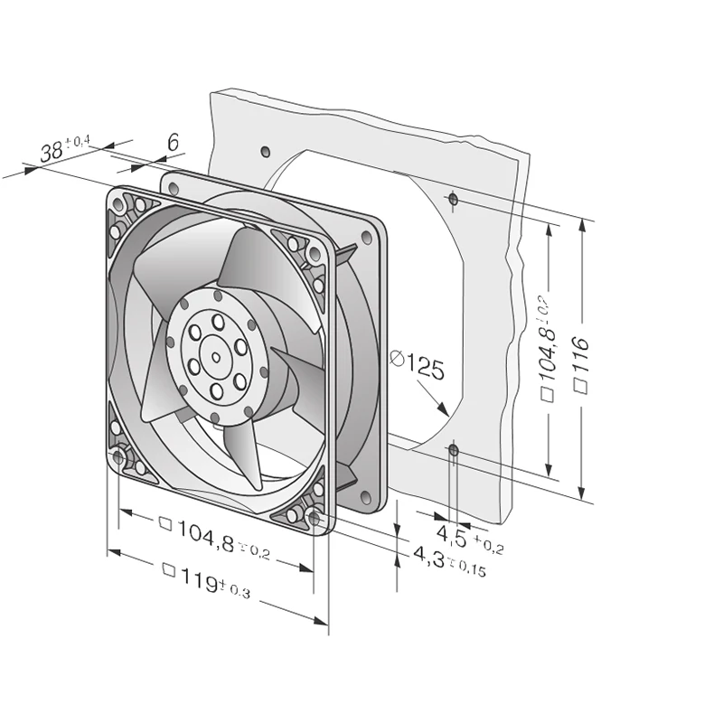 ORIGINAL 4500N 4500 N AC 115V COOLING FAN 12038 119 x 119 x 38 mm