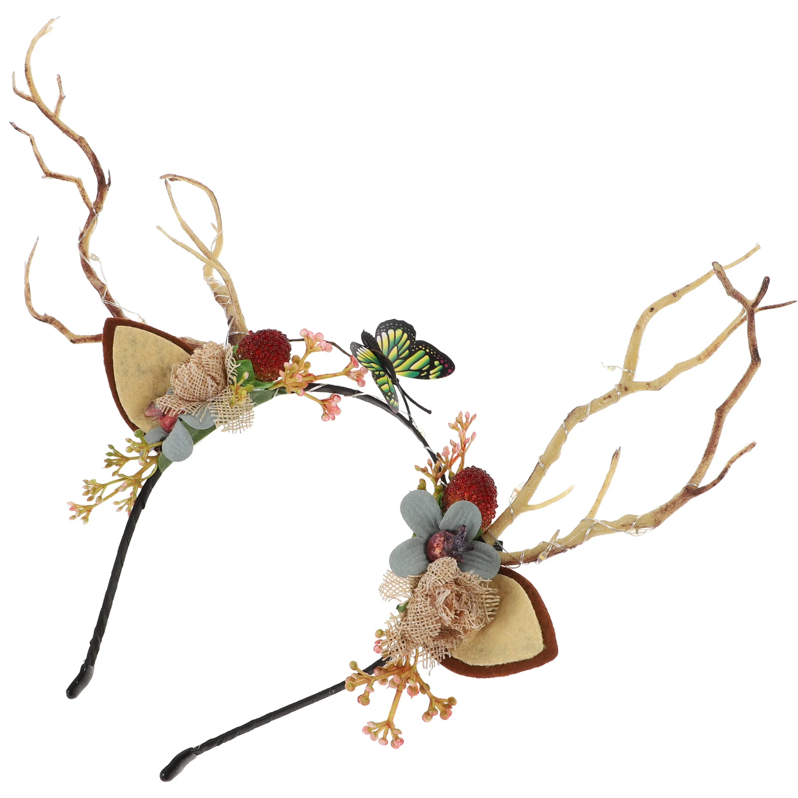 Christmas Antlers Headband Glowing Elk Hair Cat Ears Berry Hairpin Headband Christmas hair hoop girls hair hoop