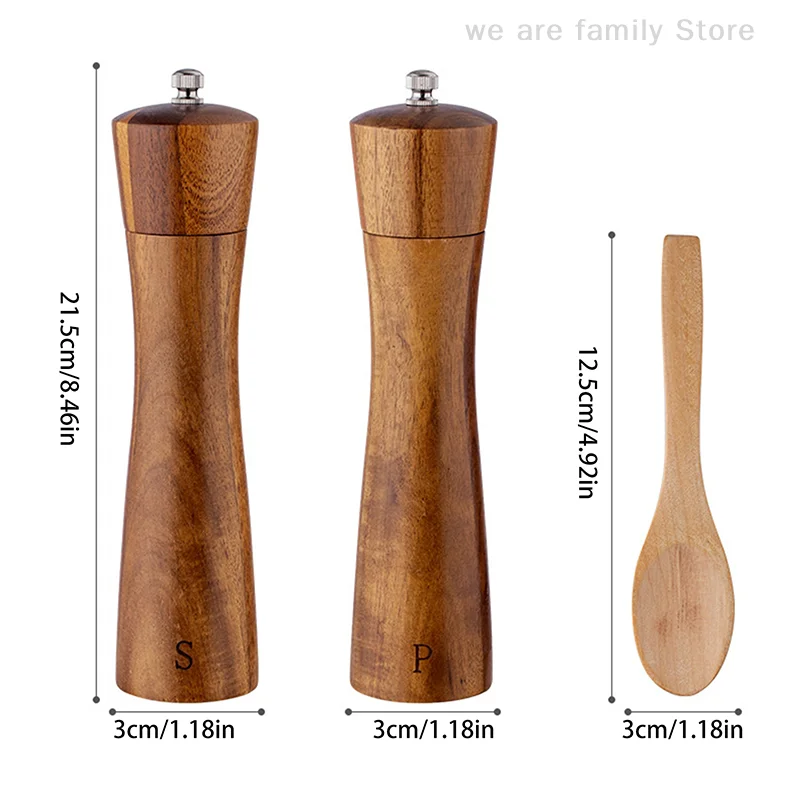Molinillo de pimienta de madera, juego de botellas de molienda de sal marina, pimienta Manual de cocina, tarro de condimentos, núcleo de cerámica, regalo de cumpleaños