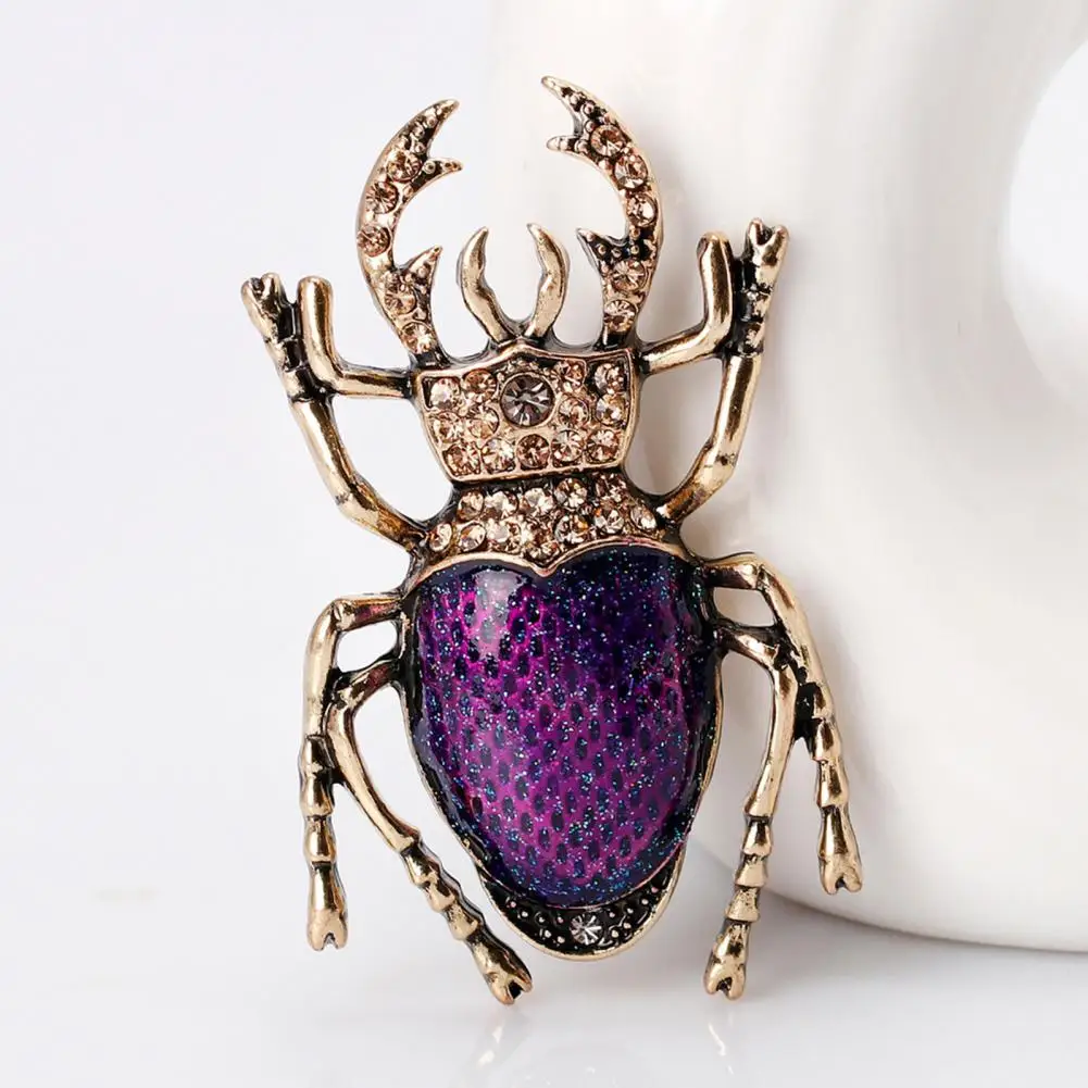 Fashion Jewelr Brooches Beetle Rhinestones Inlaid Enamel Pin Vivid Appearance Coat Lapel Bag Shawl Badge Jewelry Accessories