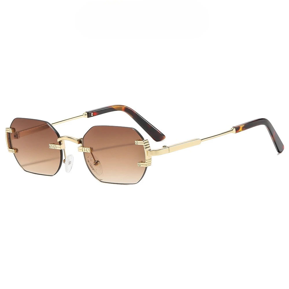 5260 Rimless Square Sunglasses for Men Women, Premium Fashion Geometric Sun Glasses, Vintage Stylish Polygonal Shades 604440