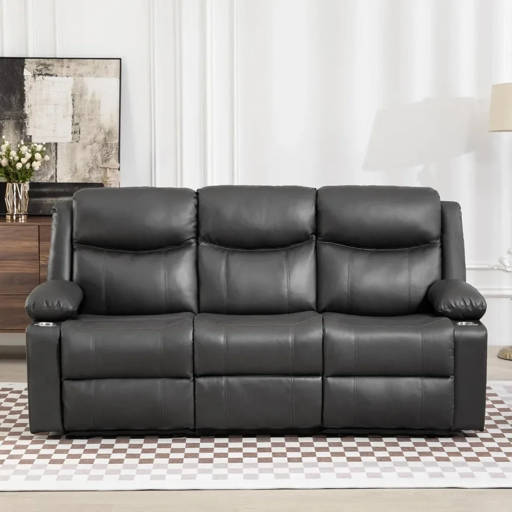 

Manual Reclining Sofa - Recliner Sofa with Heat & Massage Function, Wall-Hugger Reclining Sofa for Living Room