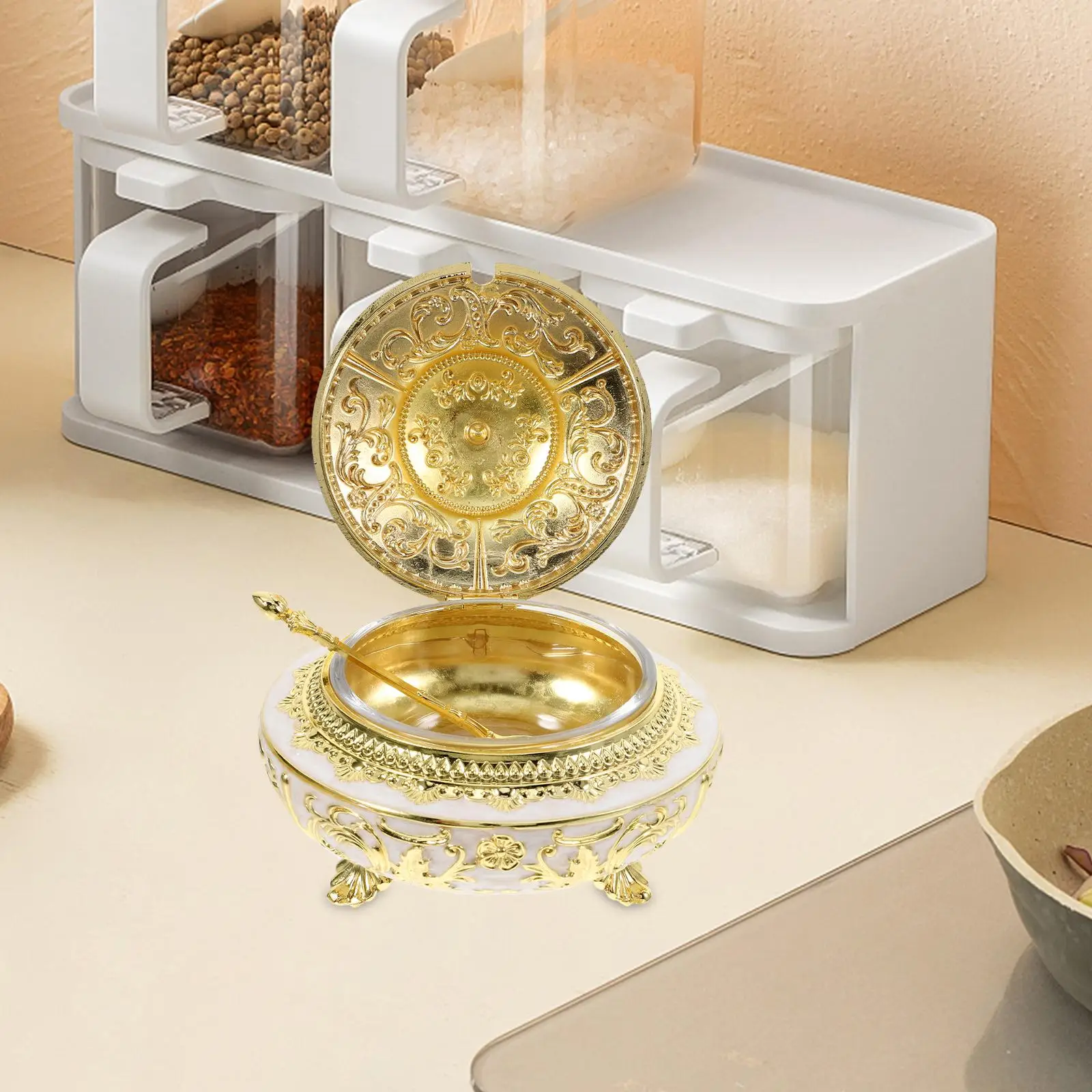 

Retro Jars Clamshell Design Kitchen Condiment Holder Lids Easy Storage Cleaning Seasoning Bottles Bottle
