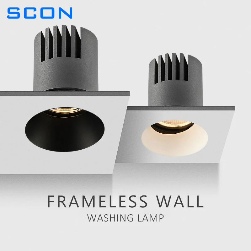 

SCON High Quality LED Spotlight Recessed Rimless Downlight 7W 12W COB Ceiling Lamp For Living Room Bedroom Indoor Lighting