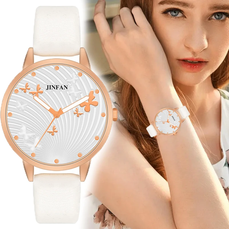 Elegant Simple Butterfly Design Dial Ladies Watches Women Fashion Luxury Dress Watch Casual Woman Quartz Leather Clock 2022