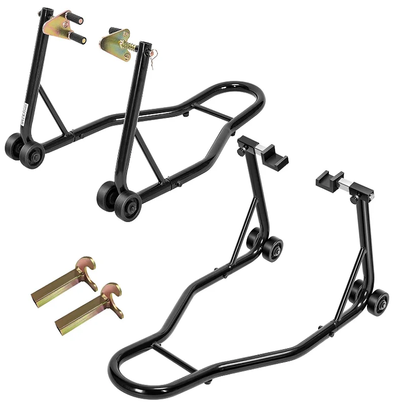 1 Pair Round Tube Motorcycle Bracket Motor Stand Front and Rear Wheel Lift Combination  Adjustable Rocker Shaft Paddock Stand