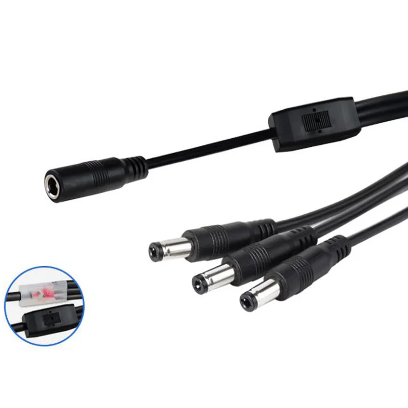 20awg 5A 1 DC Female To 2/3/4 Male Splitter plug 5.5x2.5mm Power supply Cord adapter Connector Cable for LED CCTV Camera a07