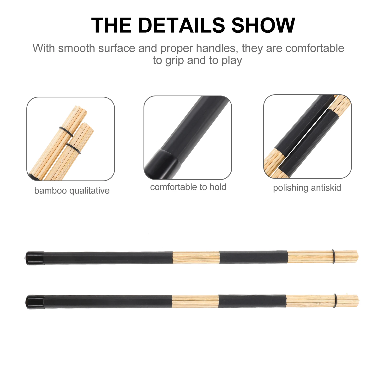 

Bamboo Drum Brush for Drums Drumsticks Kit Musical Chopsticks Timbal Baqueta Instruments Accessories Percussion Toddler