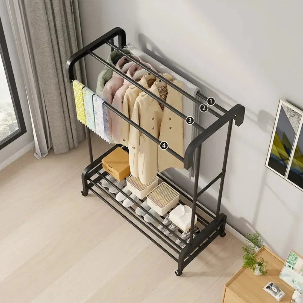 Clothes Rack Movable Large Clothes Hanger Simple Multilayer Drying Rack Household Floor Type Drying Rack Portable Coat Hanger image 4