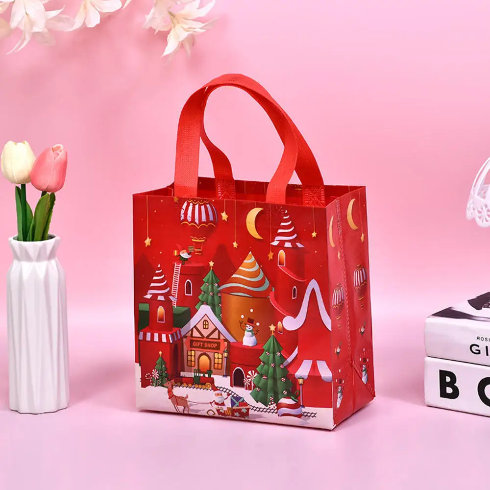 Christmas Non-woven Gifts Bag Handbag Cartoon Santa Claus Snowman Environmental Packaging Bag Folding Storage Tote Bag