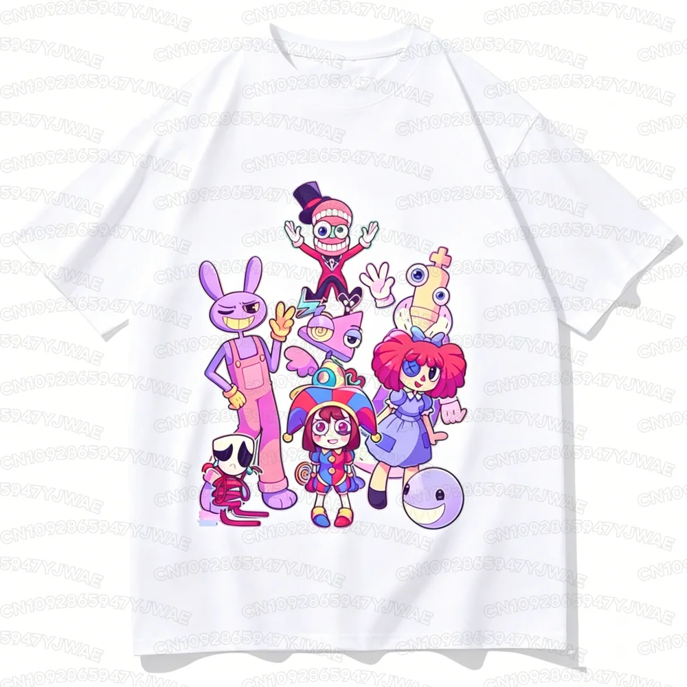 Camiseta con estampado de THE AMAZING DIGITAL CIRCUS para niño y niña, camisetas informales de manga corta para niños, Pomni The Jester Ramen