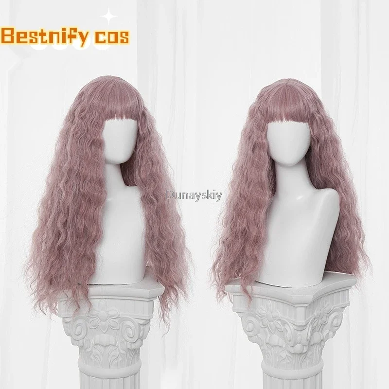 Anime NANA Reira Serizawa Cosplay Wig Long Curly Pink Wig Reira Serizawa Rosy Wig Free Wig Cap White Dresses Pearl Necklace Suit