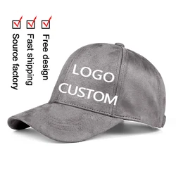 Custom Logo Vintage Suede Baseball Cap for Men and Women DIY Design Letter Embroidery Hat Customize Cap Graphic Print Wholesale
