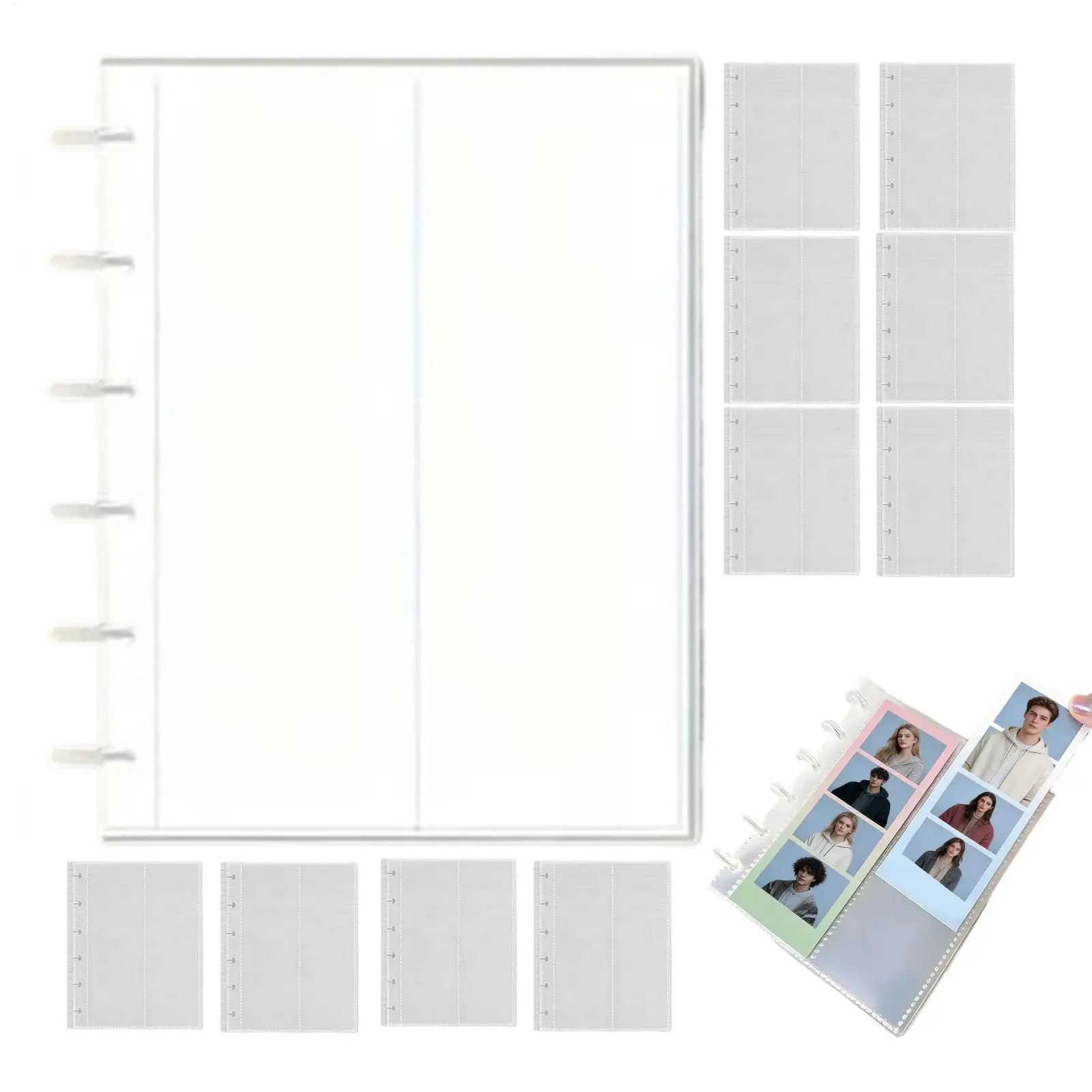 Transparent Photo Strip Album Protective Keepsake for Photos Clear Sleeves Memory Book for Display Collection Couple Memories