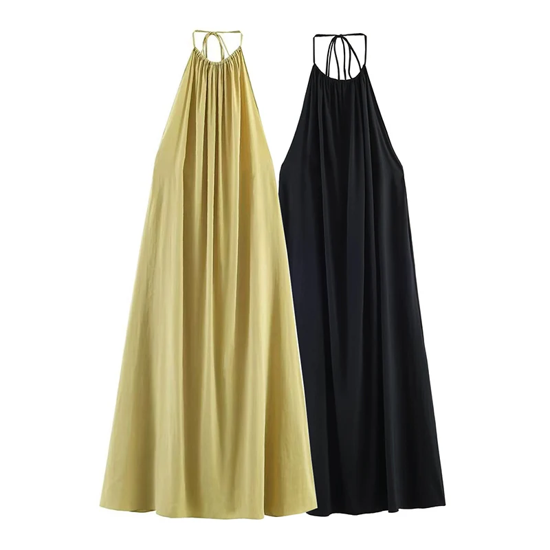 

Summer Women's Hanging Neck Casual Dresses 2026 Fashionable Sleeveless Loose Vacation Beach Dresses Banquet Evening Dress