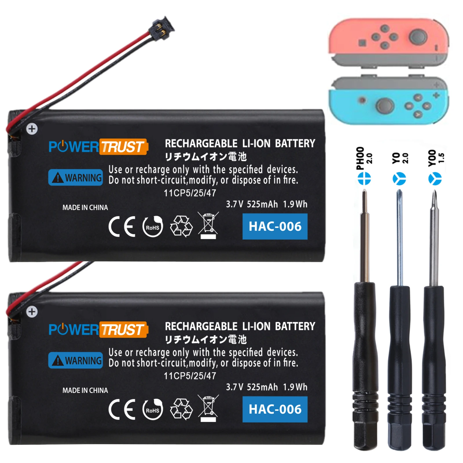 525mAh HAC006 HAC-006 Battery Replacement For Nintendo Switch NS Joy Con Controller HAC-015 HAC-016 HAC-A-JCL-C0 HAC-A-JCR-C0