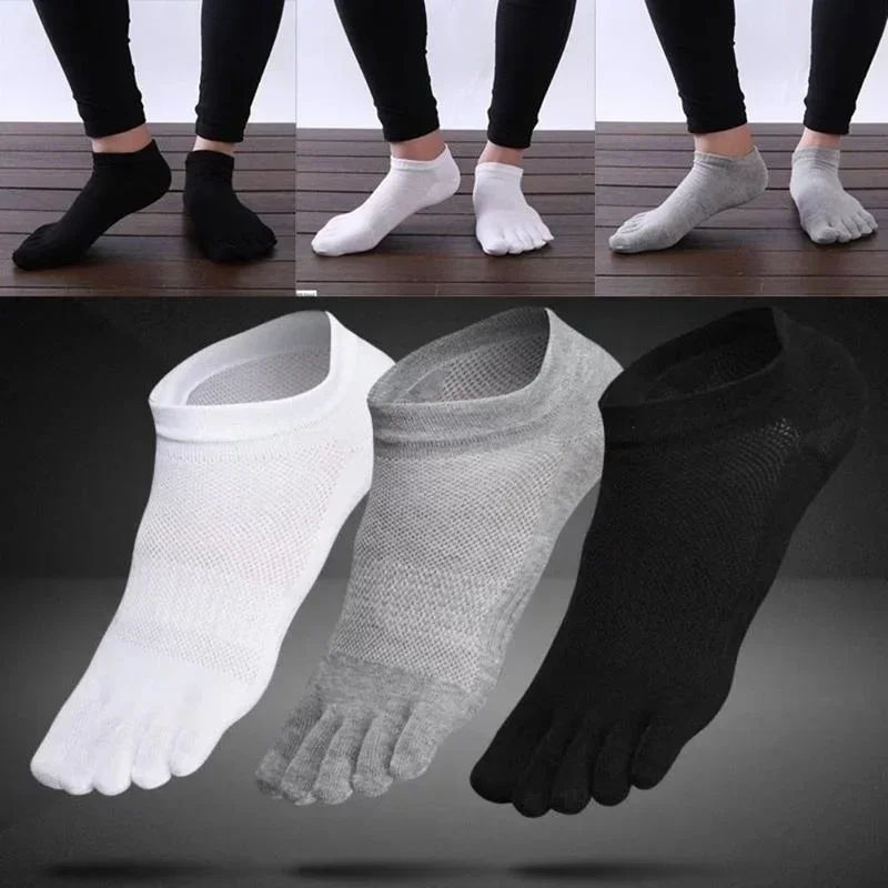 Men's Summer Short Socks Cotton Five-finger Socks Low-top Spring and Summer Ultra-thin Mesh Toe Short Tube Fashion Accessories