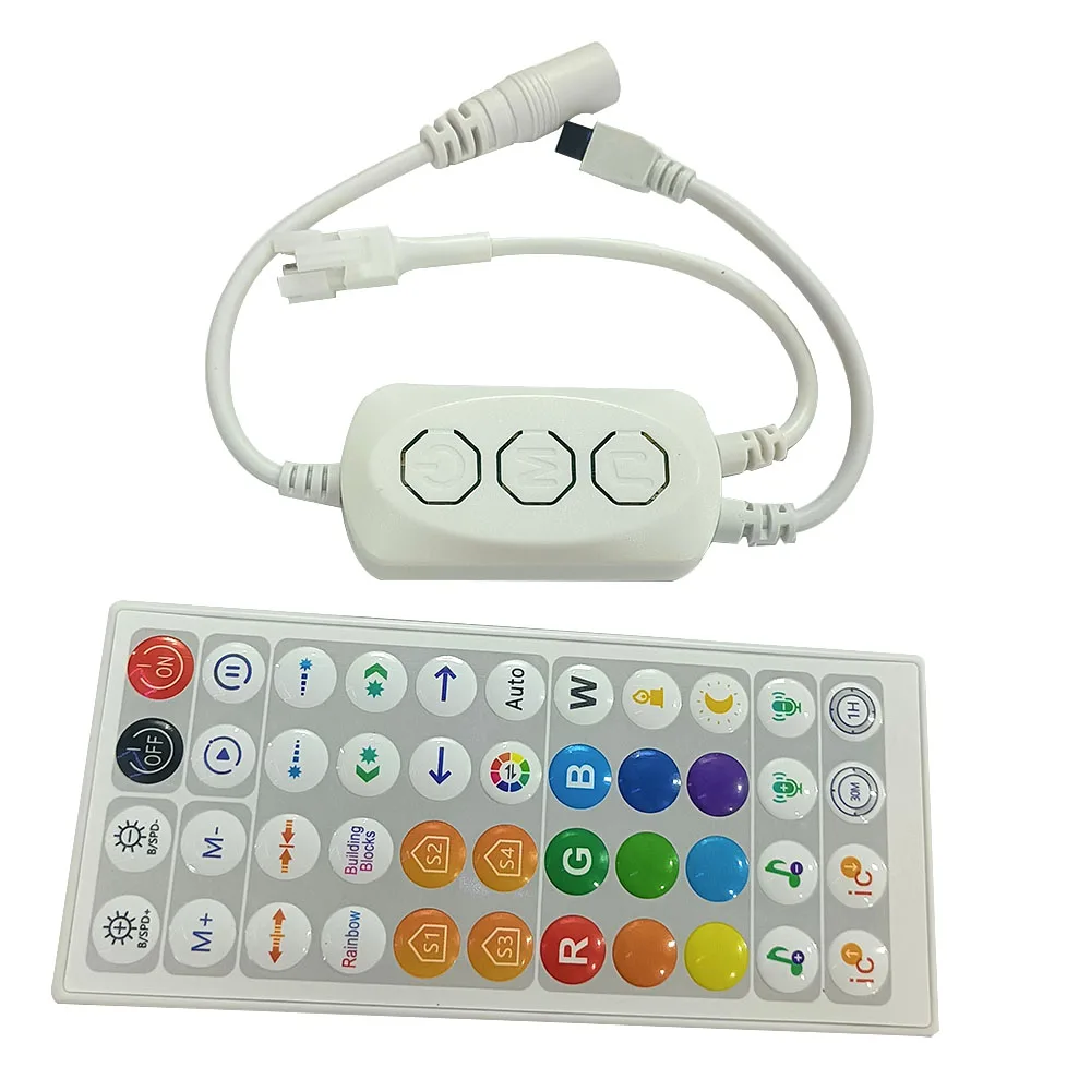 وحدة تحكم RGB ذكية مع جهاز تحكم عن بعد ، خافت إضاءة ليد W2812 بكسل ، واي فاي ، بلوتوث ، وضع مزدوج ، تحكم في توقيت الموسيقى ، 44 مفتاح ، تيار مستمر 12- 24 فولت ، جديد